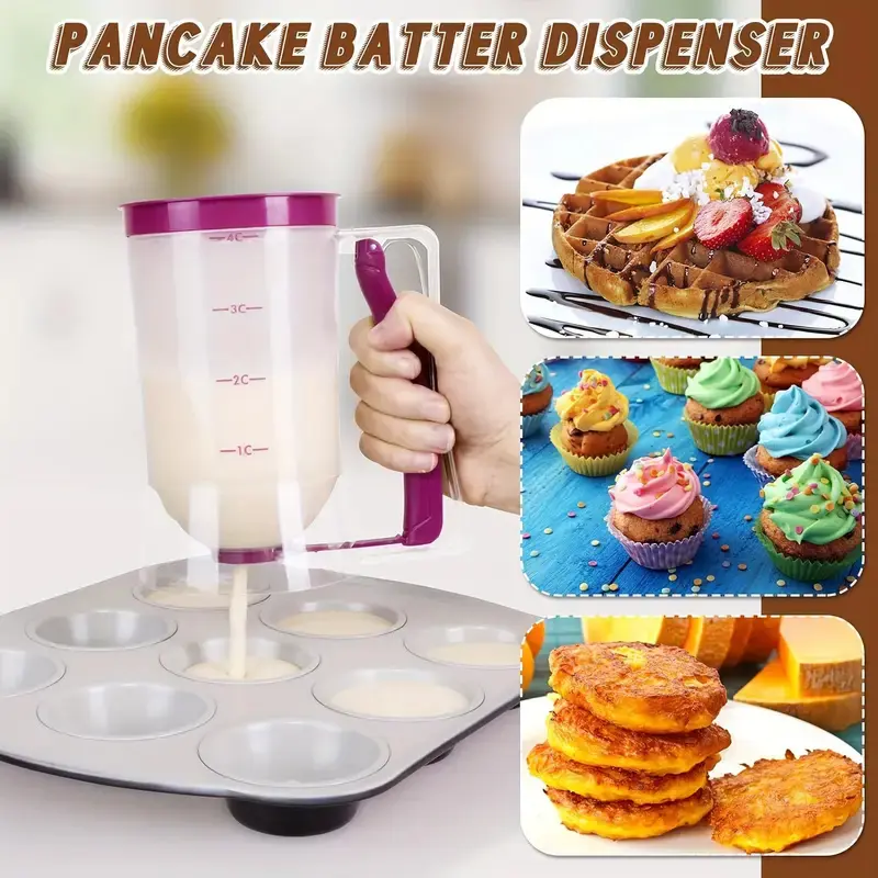 "Pancake & Cupcake Batter Dispenser with Squeeze Handle"