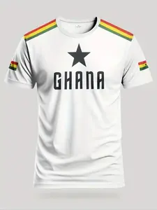 Ghana Flag Unisex Soccer Jersey, Breathable Moisture-Wicking Fitted Sportswear, Geometric Design, Casual Outdoor Wear, Athletic Activewear