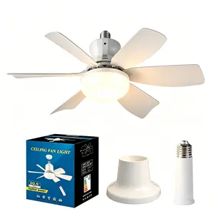 E27 Socket Fan Light, 20.5 Inch, 3 Speeds, Dimmable, Remote Control, Timer Function, Cooling Lighting for Bedroom/kitchen/small Room