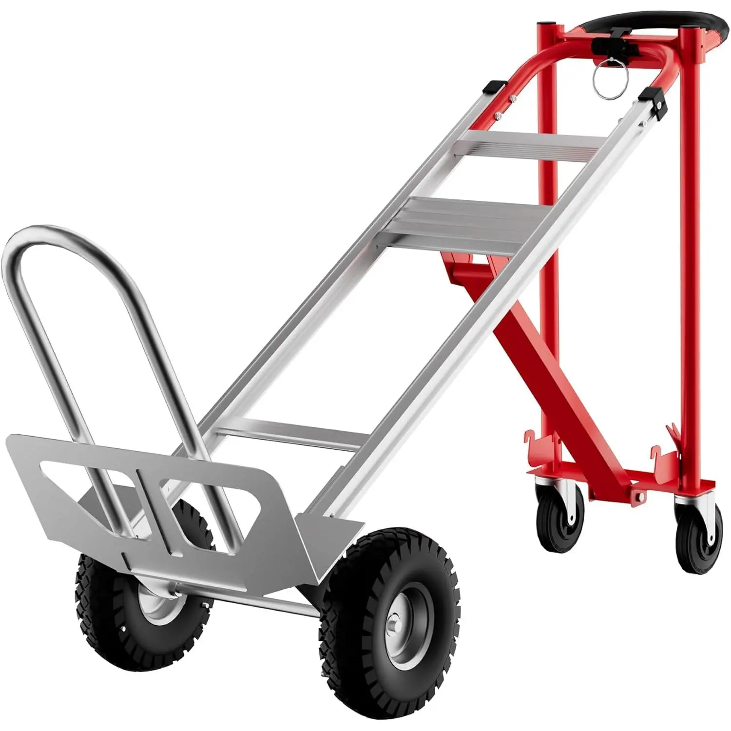 3-in-1 Convertible Aluminum Hand Truck Dolly, 800lbs Heavy Duty Hand Truck with Wheels, Folable Dolly Cart for Warehouse, Industrial & Home Use,Red, Collapsible Cart, Folding Cart With Wheels