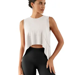 ODODOS Modal Soft Sleeveless Crop Top for Women Athletic Tee Gym Workout Cropped Yoga Tank