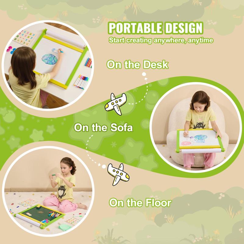 SucceBuy Children Magnetic Drawing Board 3-in-1 Double-Sided Wooden Kids Art Easel with Painting Accessories for Boys Girls Toys