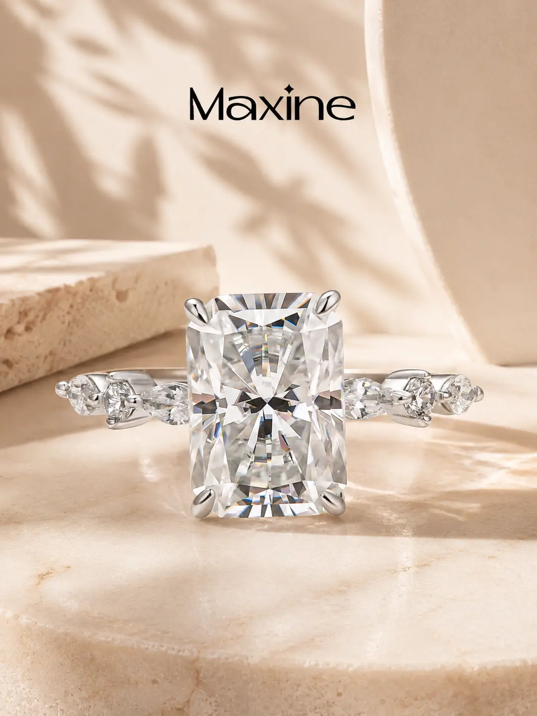 Maxine 3.5ct Radiant Cut Engagement Ring,Available in Lab-Created Moissanite,2026 Bride Wedding Affordable Luxury,Elegant Fashion Jewelry,Tarnish-resistant Gold Plated,Travel-friendly Ring