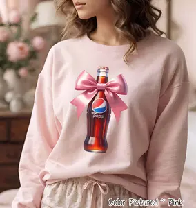 Coquette Pepsi Sweatshirt, Pink Bow Pepsi Shirt, Preppy Pink Bow Tee, Trendy Soda Tee, Fun Pepsi Lover Gift, Pepsi Lover Sweater, Funny Pepsi Shirt, Printed Graphic Sweatshirt