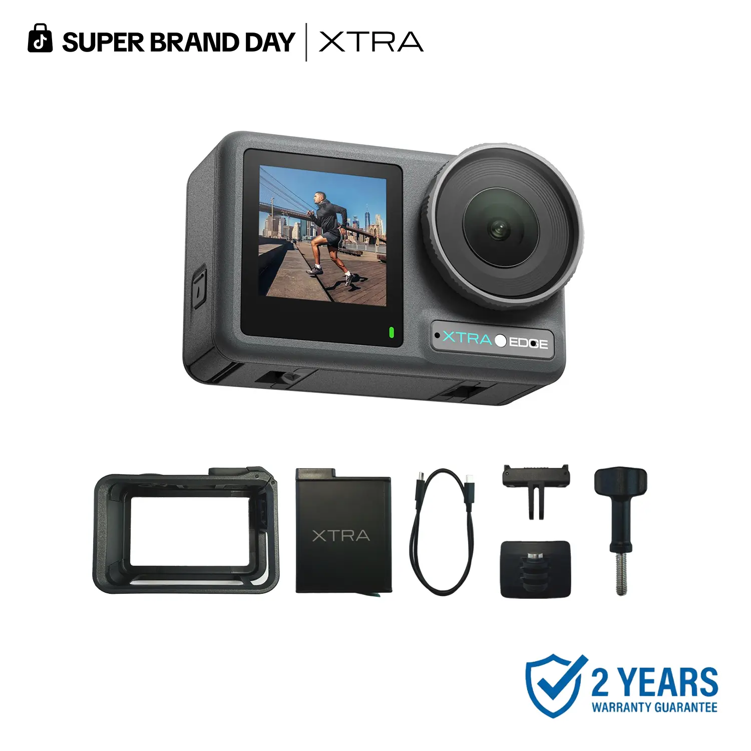 Xtra Edge Action Camera, 1/1.3" Sensor & 4K Cinematic Video, Hyper Stabilization, Waterproof Camera to 52 Ft, 3-Hour Battery, Universal Quick Mount, Vlogging Camera for Adventure Photography