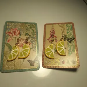 Handmade Lemon Wedge Polymer Clay Jewelry Earrings light - Sterling Silver, Gold Plated