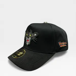 Unisex Adjustable Size Snapback Cap, "Pantera Belika" Suede Visor Plate-Style Hat with Logo Emblem for Men and Women