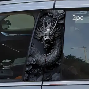 2pcs Black Dragon Black Cloud Black Wave Car Sticker B-Pillar DIY Middle Pillar Film Decorative Car Accessory