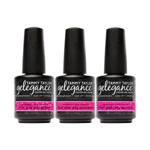 Tammy Taylor Nails Bubblegum Bling Entire Collection Bundle - 3 Gelegance Gel Polishes & 3 Soulmate Nail Lacquers Hot Pink Jelly Sparkle Glitter Shimmer 20g