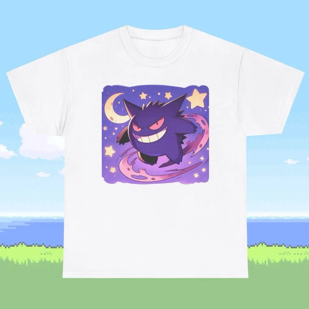 Gengar Pokemon Tshirt, Gamer Fashion Tee, Video Game Lover Gift, Gaming Gift, Gaming Apparel, Unisex Graphic Tee for Gamers and Pokefans graphic tees