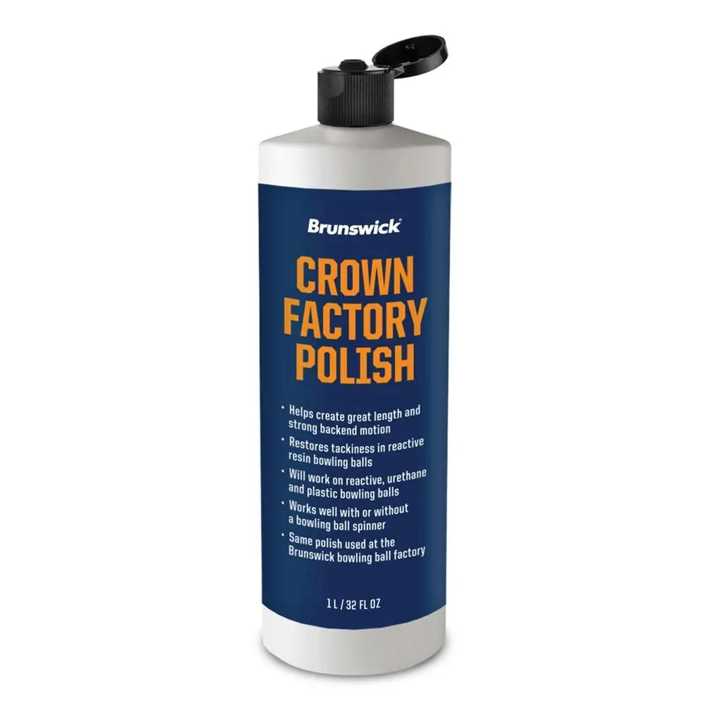 Brunswick Crown Factory Bowling Ball Polish - Quart, Enhances Length, Restores Tackiness, Boosts Strong Backend Motion, Works Well With or Without a Spinner, Will Work Without a Spinner, Will Work Without Ball Spinner, Works Well With Or Without A Bowling