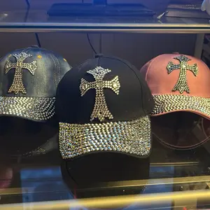 Cross Rhinestone-Embellished Baseball Cap