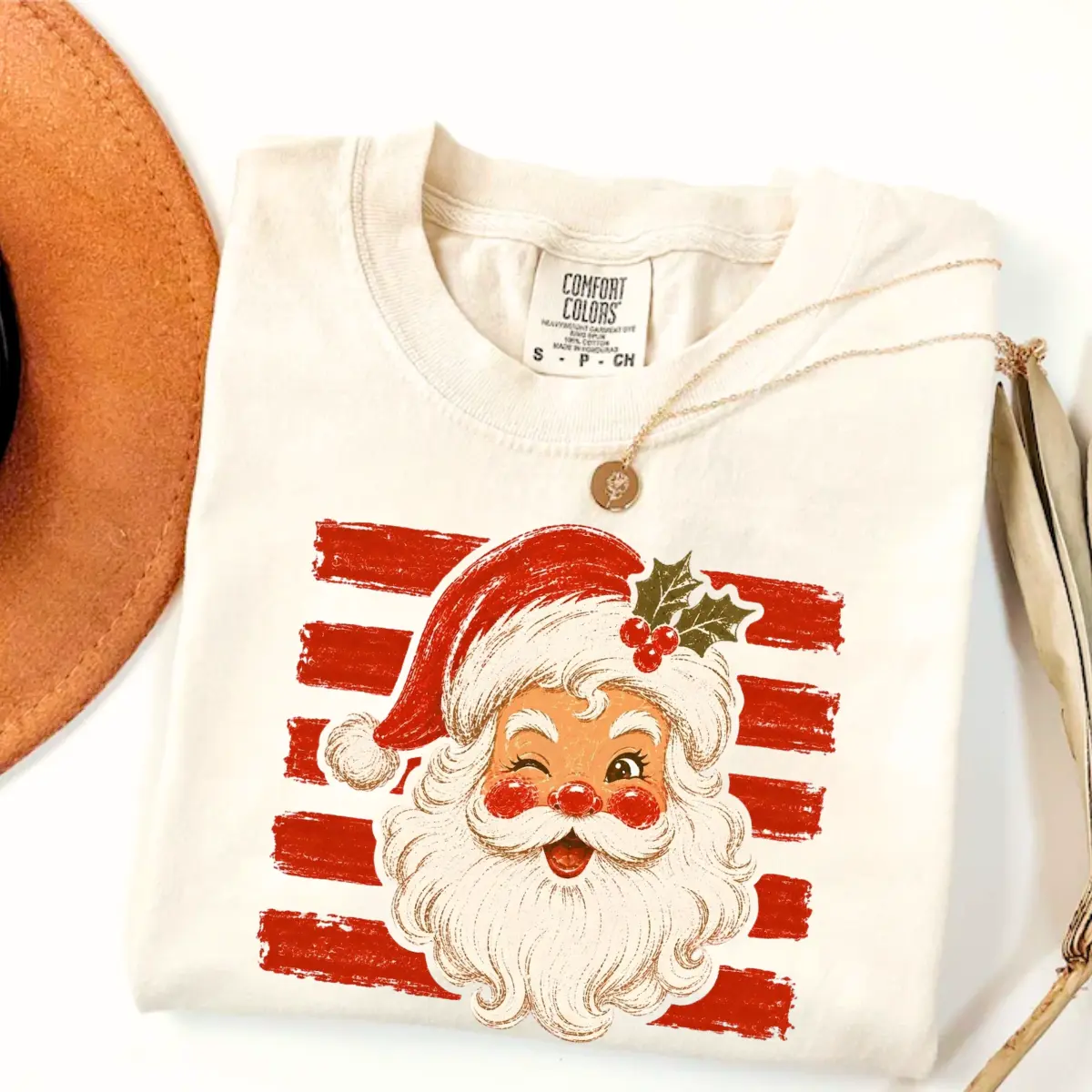 Comfort Colors Striped Santa Shirt Retro Santa Claus, Sparkle Santa Vintage Christmas gifts, Retro Christmas shirt