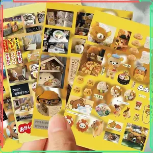 8pcs Japanese Showa Style Rilakkuma Die Cut Stickers Book Kawaii Scrapbook Journal Phone Case Decoration Waterproof Stickers Fo