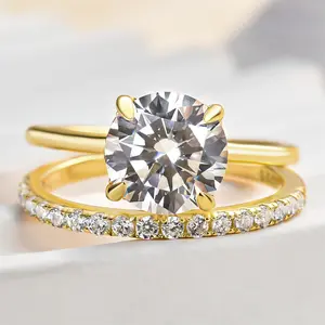 Effinny Women's 2.0ct Round Cut 5A Cubic Zirconia Ring Set - Solitaire, Stacking, Elegant Wedding Pieces for Anniversary, Promise Occasions, Solitaire Ring, Stacking Rings