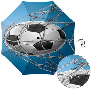 Football Field Pattern Umbrella, Automatic Folding, Sun Protection, Durable 8-Rib, Outdoor Use, Great Gift, World Cup Umbrella