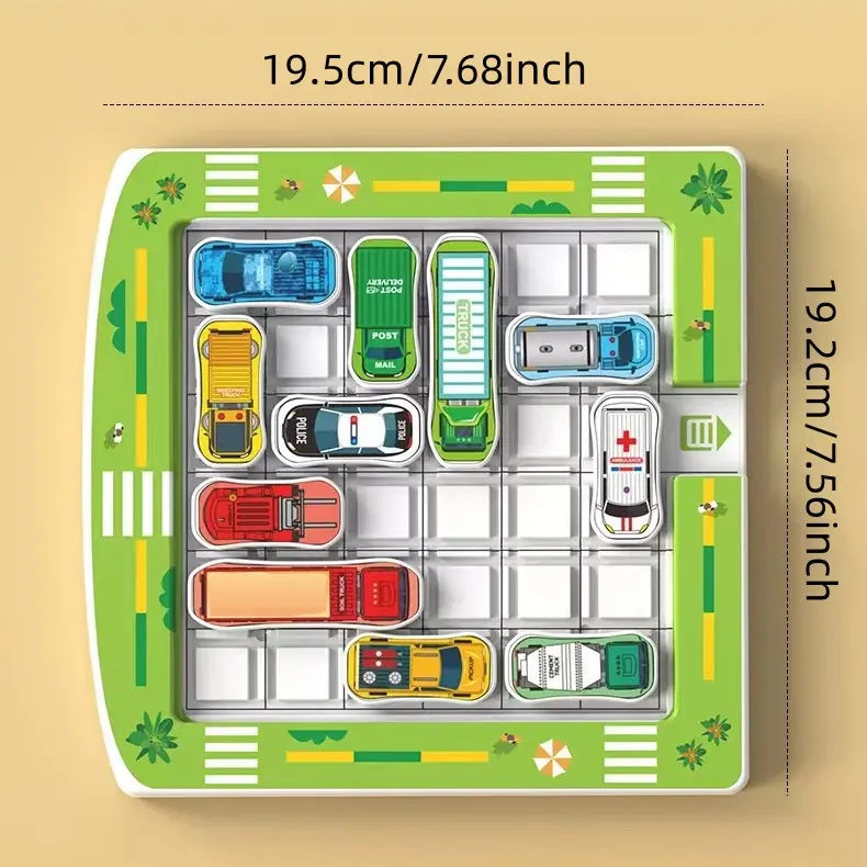 Parking Puzzler Cognitive Skill-Building Board Game - Magnetic Car Truck Transportation Toy, Durable Plastic, Colorful Interlocking Pieces, 750 Progressive Levels, Toddler Learning Activities for 4-6 Years, Screen-Free Parent-Child Problem-Solving Playset