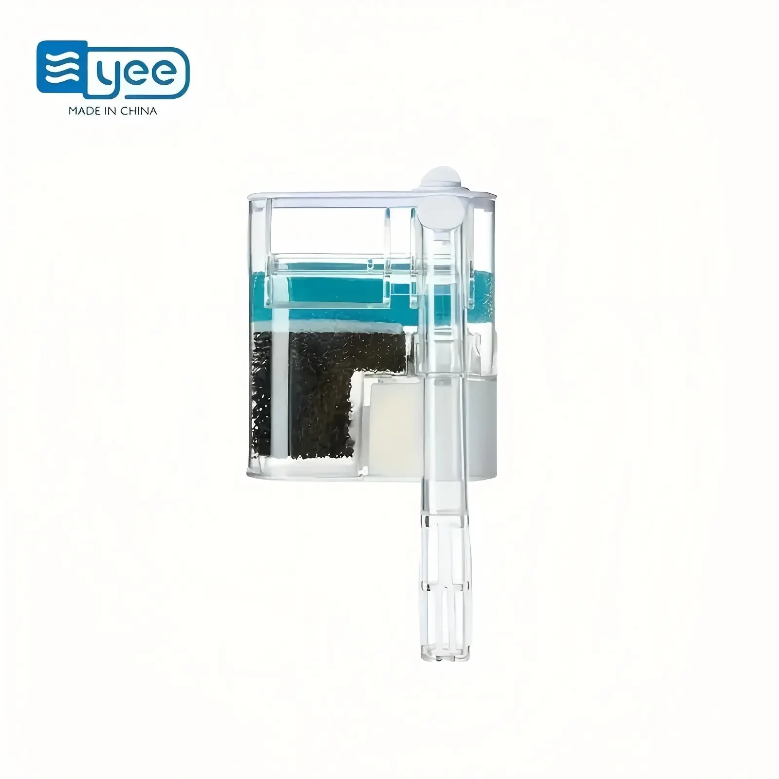 Aquarium Waterfall Filter, 3-Layer Filtration System with Activated Carbon, USB-Powered 5V/2.5W, Clear, for Small Fish Tanks
