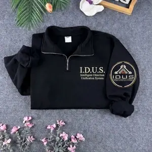 I.D.U.S. Pragmata Embroidered Quarter Zip, Game Sweatshirt, Intelligent Direction Unification System, Custom Aesthetic Pullover, Unisex Streetwear Mock Neck