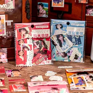 120 sheets of hot stamping sticker pack featuring ancient anime characters and text themes, made from coated paper material, suitable for Japanese style DIY notebook decoration and scrapbook material stickers.