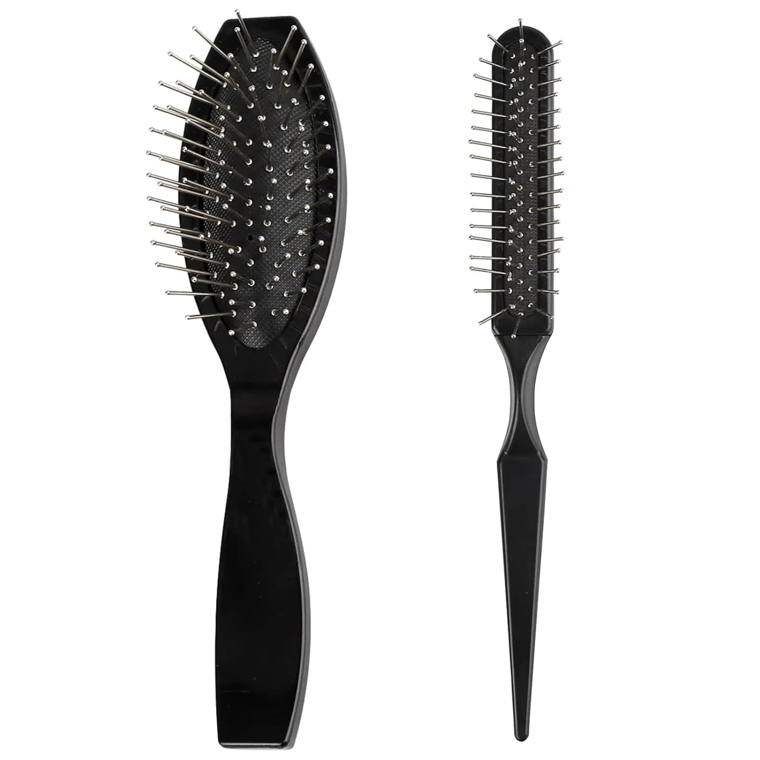 2 PCS Wire Wig Brush, Stainless Steel Synthetic Brush with Ball Tips Brush for Defining and Separating Curls Wigs Natural Hair (Black)