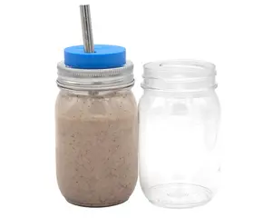 Tossware Regular Mouth 16oz Stackable Plastic Mason Jars