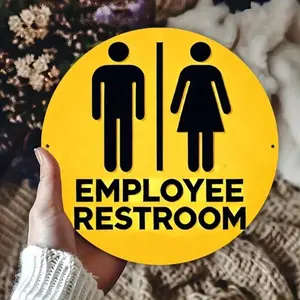 Vintage Aluminum Bathroom Sign for Home Office Decor, Camping Accessories and Outdoor Rustic Toilet Plaque, Classic Restroom Signage