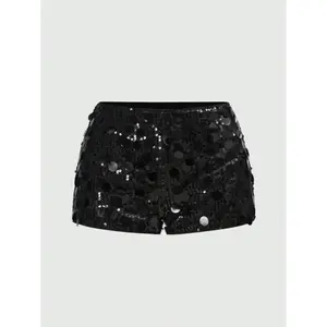 Women’s sequin punk mini shorts — fitted womenswear with a low-rise cut-out design; perfect for summer beach days, graduations, Easter concerts, Nashville vacations, and music festivals.