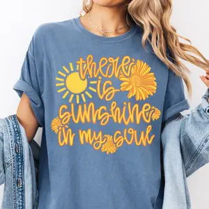 There is Sunshine In my soul Tee, Everyday Trendy Shirt, Summer Tee, Oversized Graphic Tee, Womens Shirt, DTG Printed In the USA