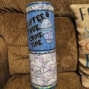 Coffee and true crime time 30oz handled epoxy tumbler