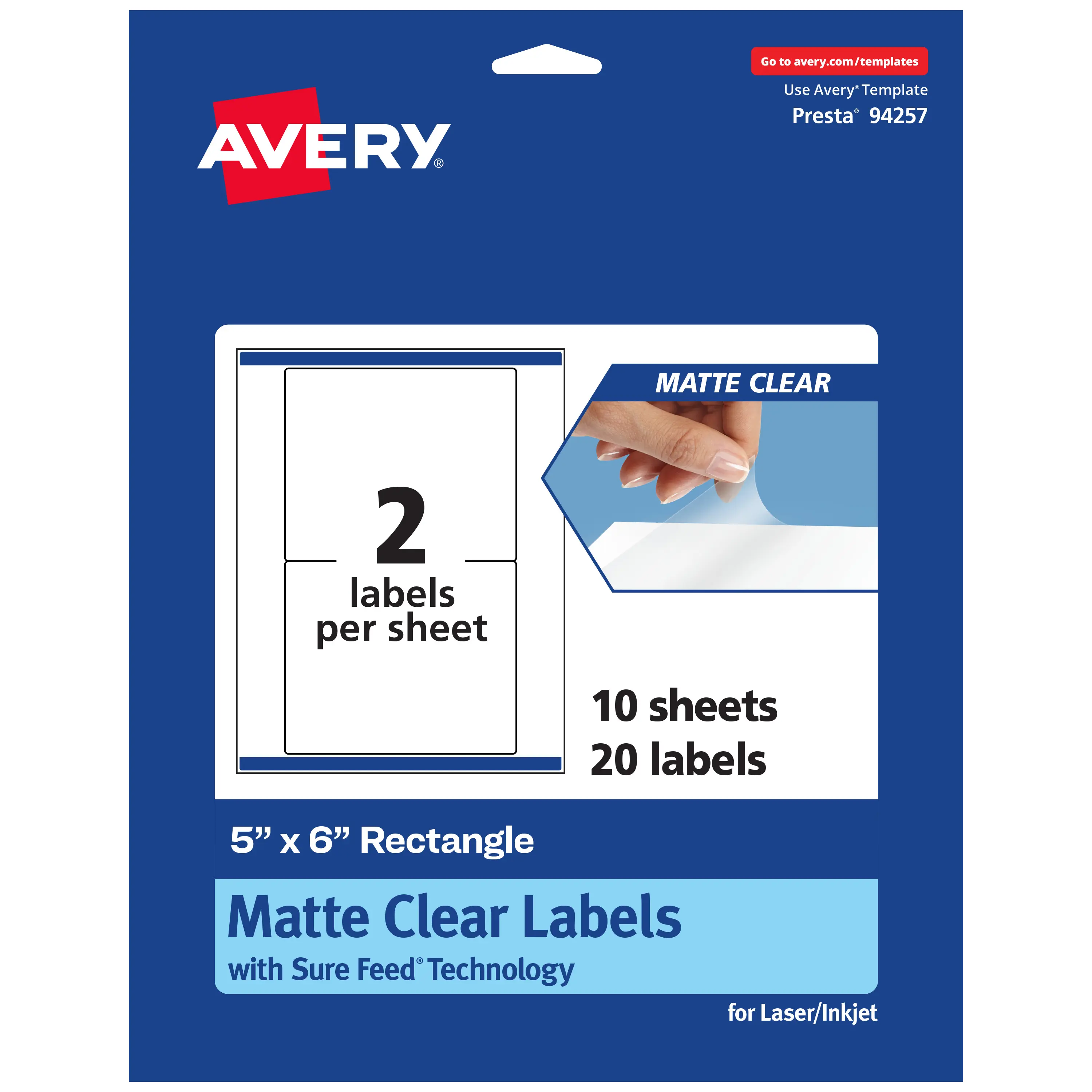 Avery Matte Clear Labels,  5" x 6" Rectangle