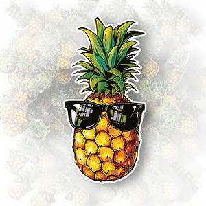 Pineapple Glasses Sticker -7.5 Inch Vinyl Sticker, Waterproof and Durable, Easy To Apply To Cars and Metal Surfaces, Minimalist Design
