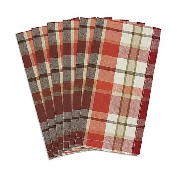 Design Imports Pumpkin Spice Plaid Napkins Set of 6