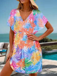 Single-piece women's fashion cover-up, beach vacation casual loose swimsuit cover-up
