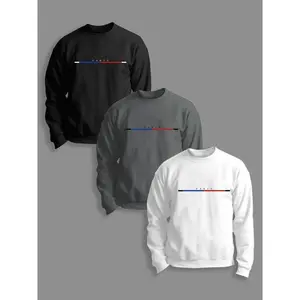 Unisex Letter Print Round Neck Sweatshirt, Casual Long Sleeve Crew Neck Pullover for Fall & Winter, Men’s Clothing for Daily Wear