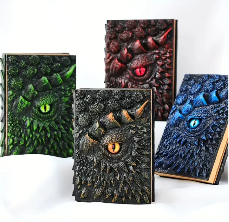 3D Handmade Dragon Eye Notebook with Replacement Pack Retro Dragon Eye Notebook Diary Crafts Handmade 3D Relief Dragon Diary High Quality Resin Crafts Desktop Decoration Gift
