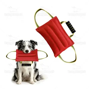 Durable 3 Handles Dog Bite Pillow Outdoor Training Tug Chew Tool for Small & Medium Dogs