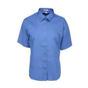 River's End Womens Ezcare Woven Short Sleeve Button Up Shirt Casual Tops Casual - Blue