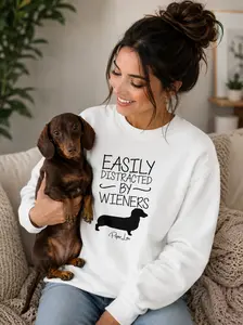 Easily Distracted By Wieners Graphic Crewneck Sweatshirt