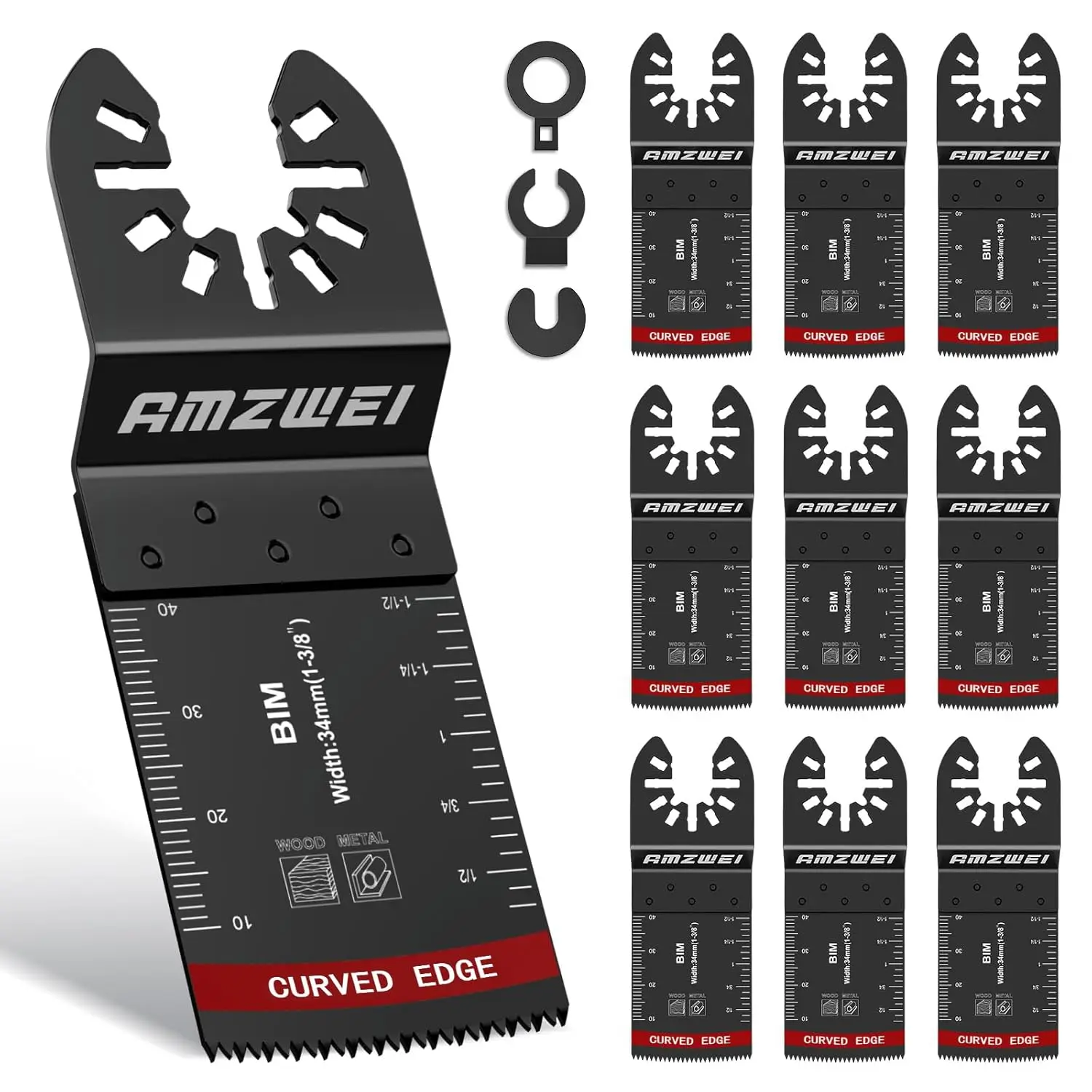 10 Pcs Oscillating Tool Blades, 1-3/8" Curved Multitool Blades for Wood with,, Wood,, Oscillating Saw Blades Fit(34MM)