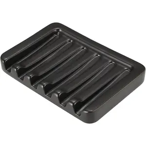 Self Draining Soap Dish, Ceramic Soap Holder for Shower, Vonpri Waterfall Bar Soap Case Saver Tray Sponge Organizer Keep Dry for Bathroom Kitchen Counter Sink (1, Black)