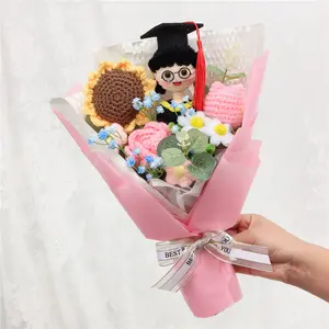 Handmade Sunflower Bouquet, Decorative Bouquet, DIY Crochet Artificial Flowers, Artificial Flower Decoration, Perfect Gift for Mother's Day, Valentine's Day, Teacher's Day, Graduation, Christmas, New Year