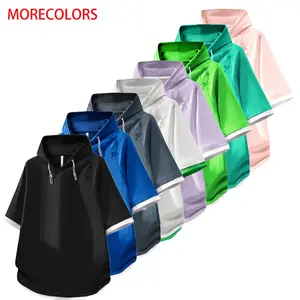 College style fashion hooded short sleeved T-shirt for couples in summer, thin and breathable, versatile short sleeved top for sports and leisure