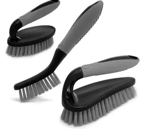 Scrub Brush Set of 3, Cleaning Shower Scrubber with Ergonomic Handle and Durable Bristles