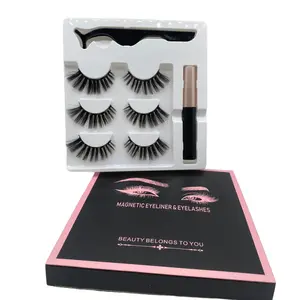 3-Pair Magnetic Lashes Set with Glue-Free Eyeliner & Applicator! Natural Fluffy Style, Reusable & No Glue Required for Beginners