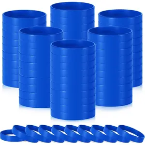 100 Pcs Plain Silicone Wristbands Bulk Blank Rubber Bracelets Unisex Party Game Supplies