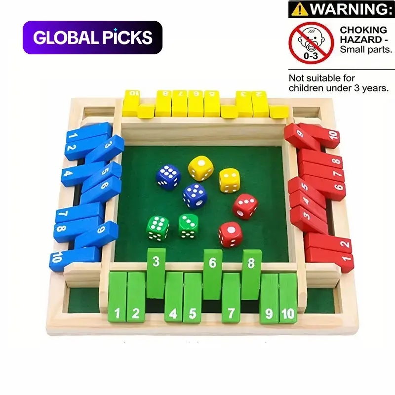 Wooden Dice Board Game Blocks for Up to 4 Players, Classic Family Strategy Table Game, Family Fun Game, Developing Skills Game, Board Family Games #GLOBAL PICKS