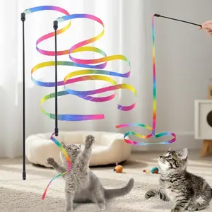 Rainbow Feather Cat Wand Toy: Interactive Training with Detachable Catnip Box, Indoor/Outdoor Use, Bite-Resistant Chewing Teaser, Anti-Swallow Bell Rod, Cat Entertainment & Exercise Toy