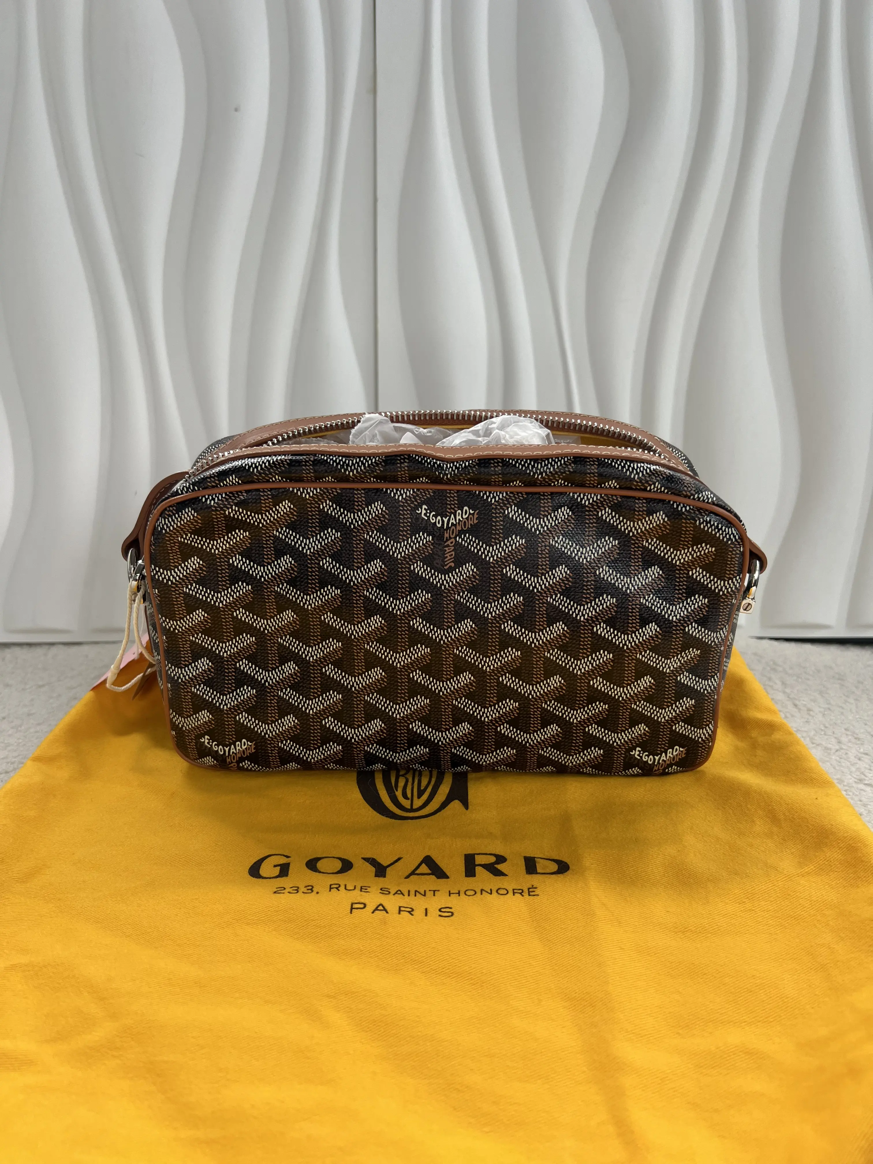 Pre-owned Goyard Canvas Shoulder Bags Boeing Toiletry Bag Black Brown JM MM0031