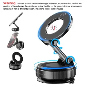 Magnetic Car Phone Holder, 360° Rotatable Phone Holder with Suction Cup, Retractable & Foldable Phone Mount Stand for Car, Kitchen & Bathroom, Universal Car Mount, Rotating Car Mount, Cell Phone Mount, Car Mount Smartphone